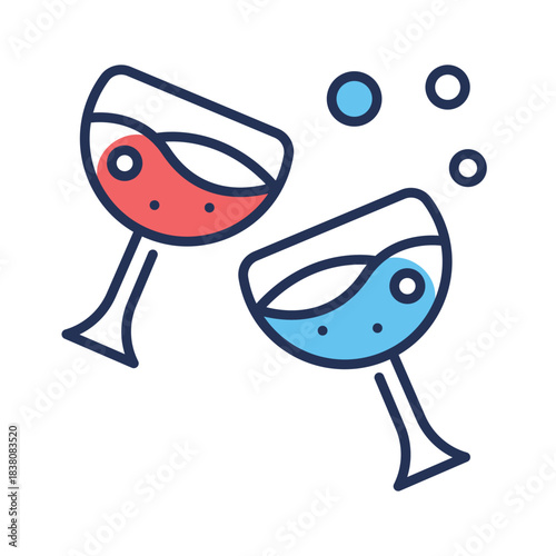 Look at this captivating flat outline icon of cheers glasses