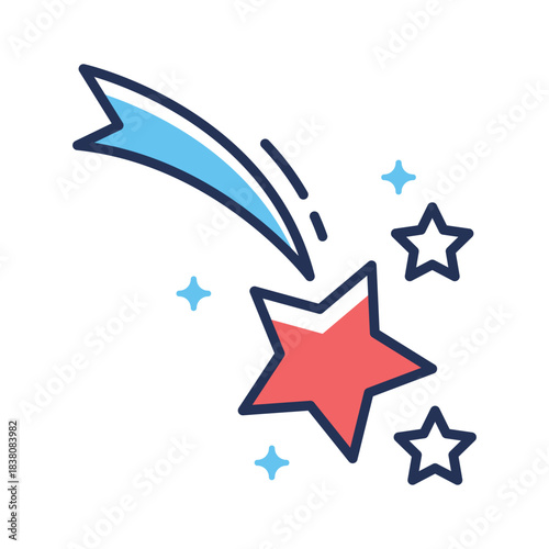 Premium flat outline style icon of shooting star, ready to use vector