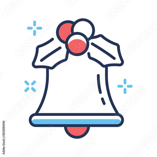 Grab this amazing flat outline icon of christmas bell, ready to use vector
