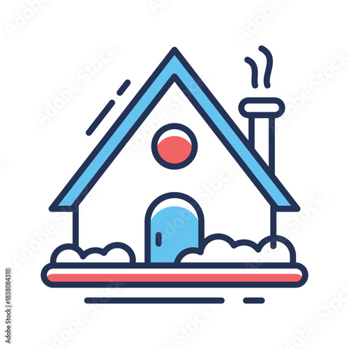 A captivating landscape design of snow house, flat outline icon