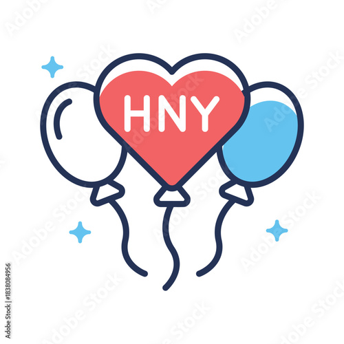 Ready to use flat outline style icon showing balloon bunch