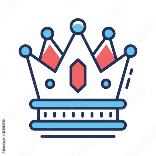 Creatively designed amazing flat outline icon of crown in trendy style