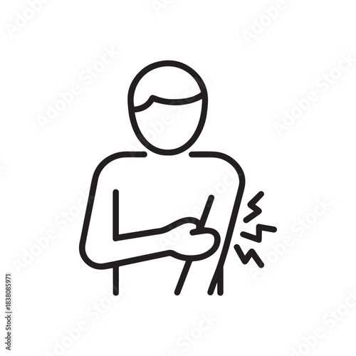 Arm Pain Vector Icon – Human Injury, Muscle or Joint Pain Illustration