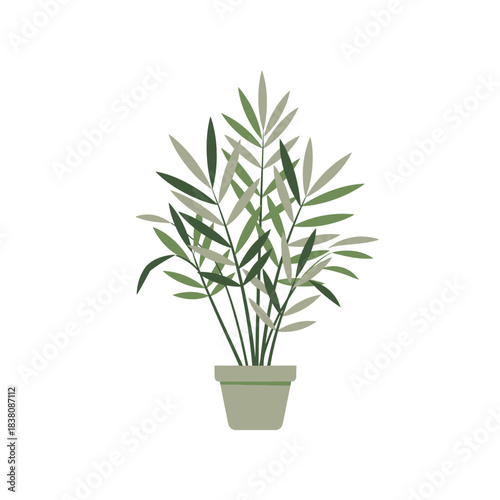 Stylish depiction of a potted indoor plant displaying simple elegance and refined lines for