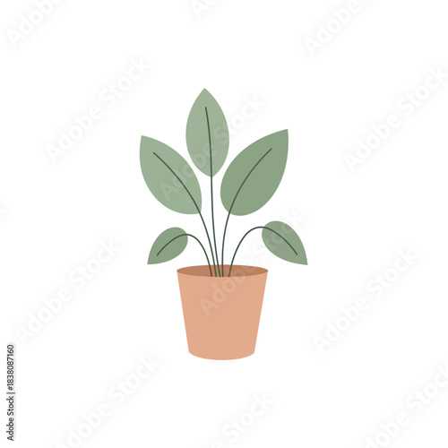 Elegant potted plant vector art emphasizing modern minimalist design and soothing color palette