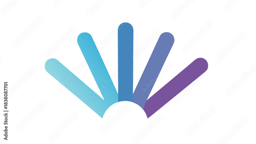 Fototapeta premium Abstract radial fan shape with gradient blue and purple hues on black background symbolizes creativity and technology