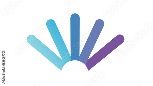 Abstract radial fan shape with gradient blue and purple hues on black background symbolizes creativity and technology