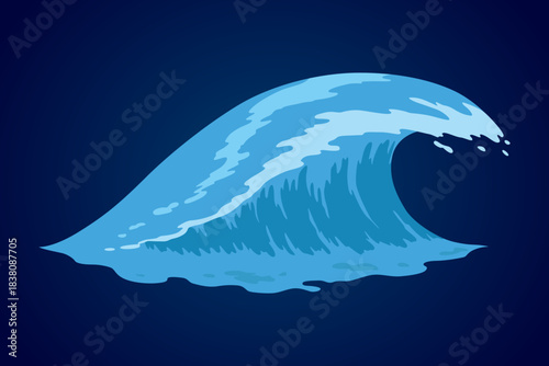 Animation water wave frame. Water splash for animation and visual effects. Sea or ocean wave with drops or splatters. Cartoon vector illustration