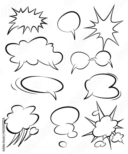 Comics book speech bubbles. Speech balloon or cartoon design elements isolated on white background. Vector illustration