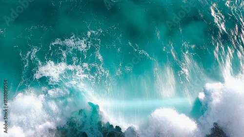 Azure Waves: Ocean Foam Dance in Timeless Motion