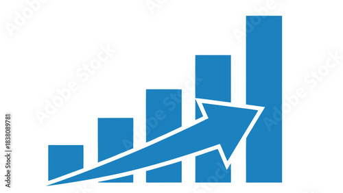 Blue Bar Graph With Upward Arrow Illustrating Growth And Success On A Black Background