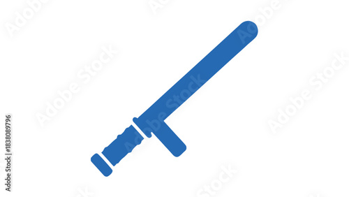 Blue Baton Police Equipment On Black Background Security Tool Law Enforcement Object Military Weapon Safety Item