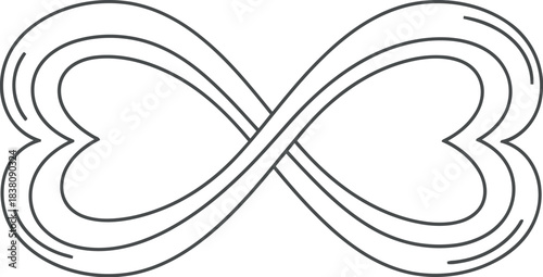 Intertwined hearts forming an infinity symbol outline