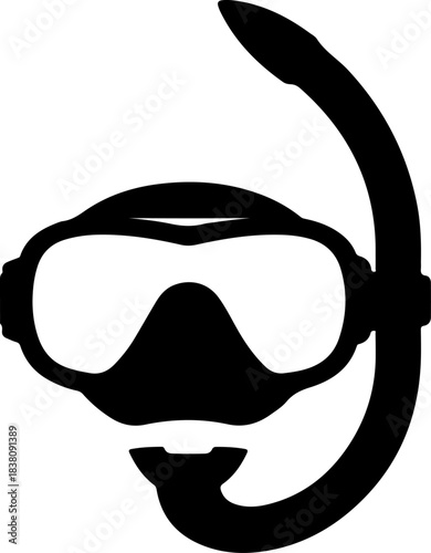 Snorkeling mask and tube silhouette vector illustration