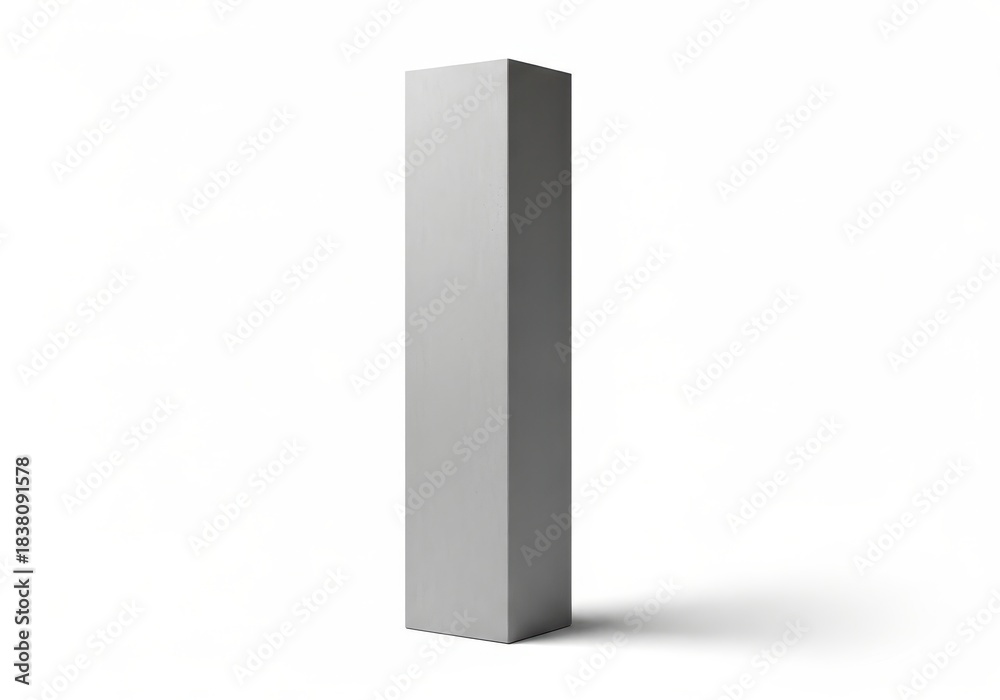 Obraz premium Tall, slender rectangular prism shape stands vertically against a bright white background