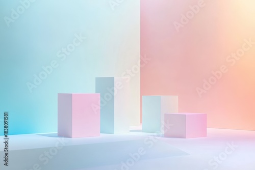 Soft pastel gradients in fluid motion with simple shapes and minimal design