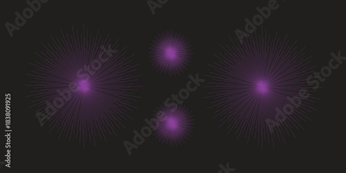 Purple Radial Light Bursts Artwork With Fireworks and Neon Glow on Dark Background