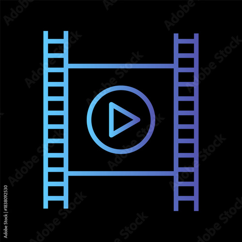 Movie film icon. Video play symbol. Cinema strip Vector. Entertainment media shape.