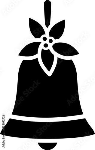 Christmas bell silhouette flat vector Illustration.
Festive Christmas Bell Silhouette Icon Design.
Transparent background. SVG.