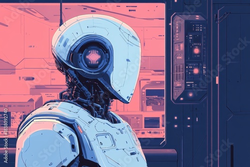 Tech-style illustration showing artificial intelligence in a minimal setting with high detail