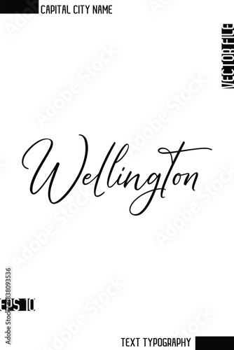 Wellington  -Capital City Name Cursive Calligraphy Decorative Text Design Vector Element