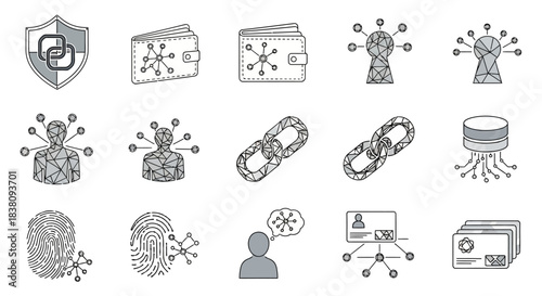 Hand Drawn Doodle Icons for Blockchain and Cryptocurrency Technology.