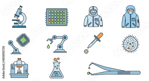 Science and Technology Research Vector Icon Set.