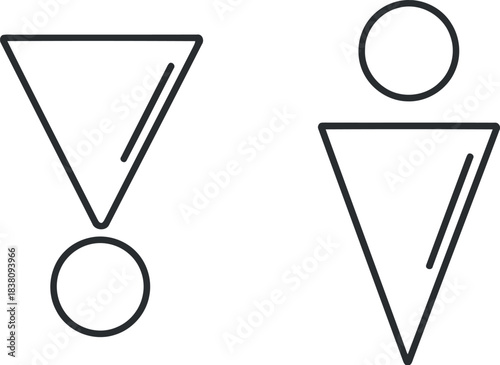 Minimalist gender symbols for restrooms or facilities