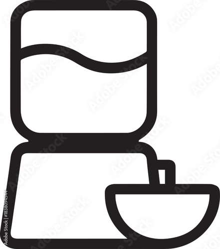 A simplified minimalist water cooler icon, designed with clean lines, suggests refreshing hydration.