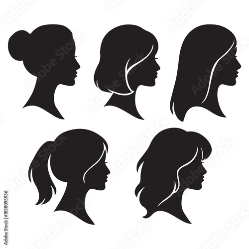 Woman heads in profile vector