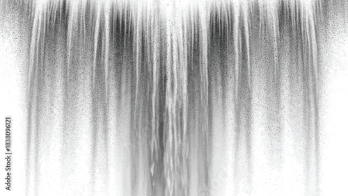 Realistic waterfall stream with sparkling water drops and mist isolated on transparent background for natural and refreshing design elements