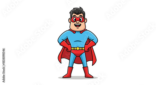 Cartoon styled superhero character illustration with confident pose and vibrant colors