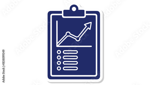 Clipboard With Business Chart And Checklist Isolated On Black Background Representing Business Growth And Planning With A White Outline And Blue Fill