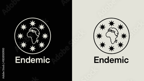 Endemic disease icon featuring africa and spreading particles