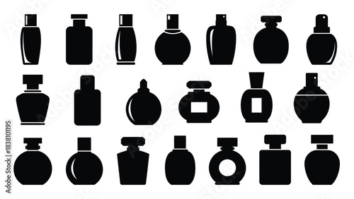 Assortment of Perfume Bottle Silhouettes perfume, bottle, fragrance, cosmetic, beauty