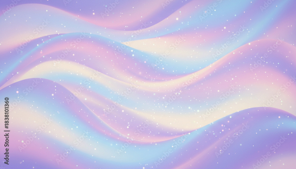 Obraz premium キラキラしたグレインノイズの幻想的なウェーブ模様のグラデーション背景