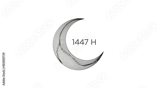 Crescent moon with 1447 H text, symbolizing the Islamic New Year.