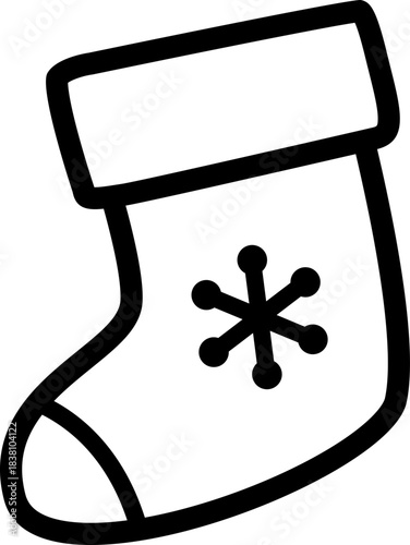 Holiday stocking outline template vector.
Christmas sock outline icon. 
Transparent background. SVG.