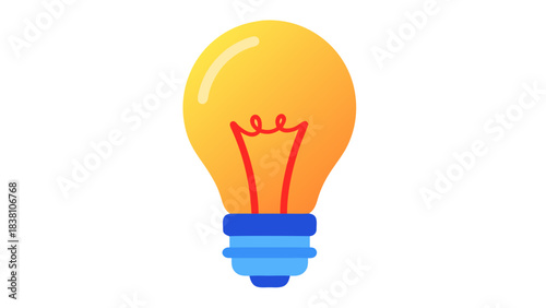 Glowing Yellow Light Bulb With Red Filament On A Black Background Representing Ideas And Innovation