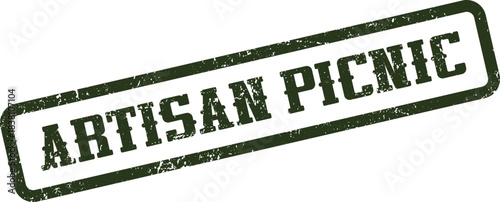 Authentic Artisan Picnic dark green textured rubber stamp impression for outdoor gatherings