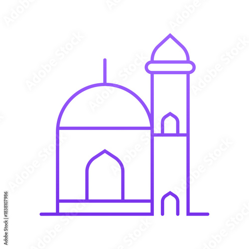 Mosque Icon  Purple Line Art Islamic Building