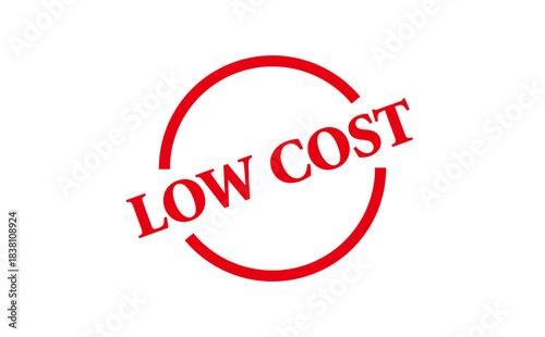 LOW COST - LOW COST text written on Red Rubber Stamp 
