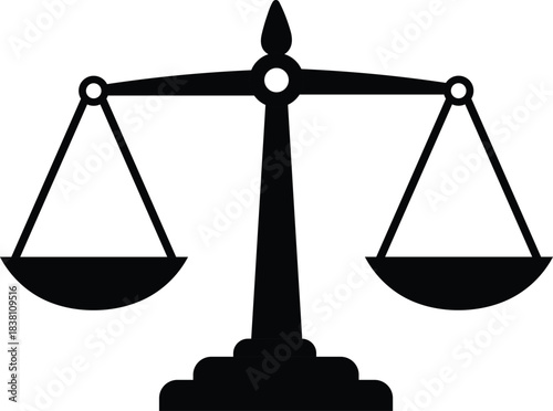 Justice balance scale symbol icon, concept of law and equality Vector