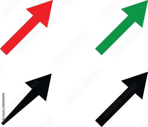 Upward pointing arrows in red, green, black symbolising growth Vector