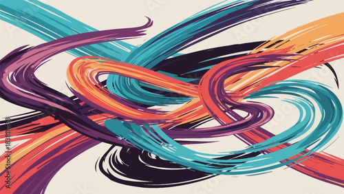 eps;Dynamic strokes of vibrant color create a flowing abstract design with energy and flair