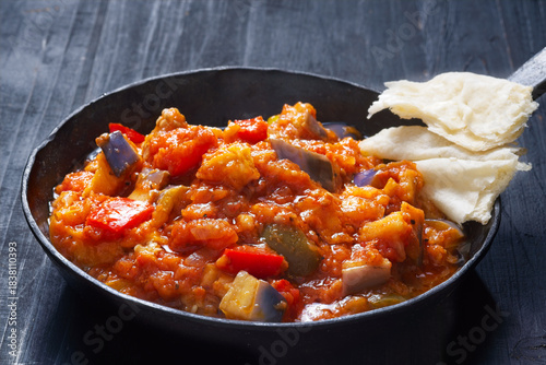 rustic eggplant ragu in tomato sauce