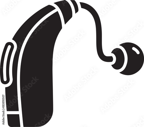 Black Silhouette of Behind The Ear Hearing Aid sound