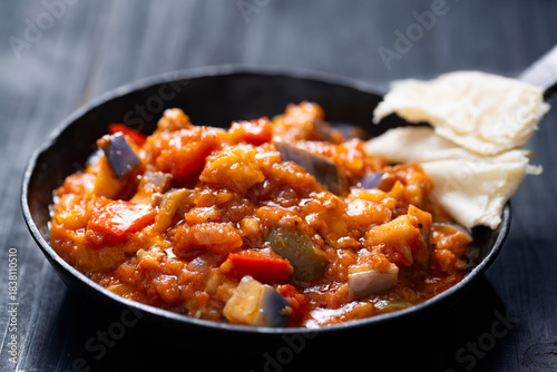 rustic eggplant ragu in tomato sauce