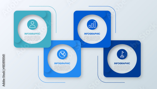 Business infographic template. 4 step timeline workflow diagram.