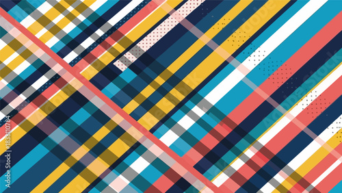 Intersecting colored stripes create a modern pattern design with an abstract geometric arrangement